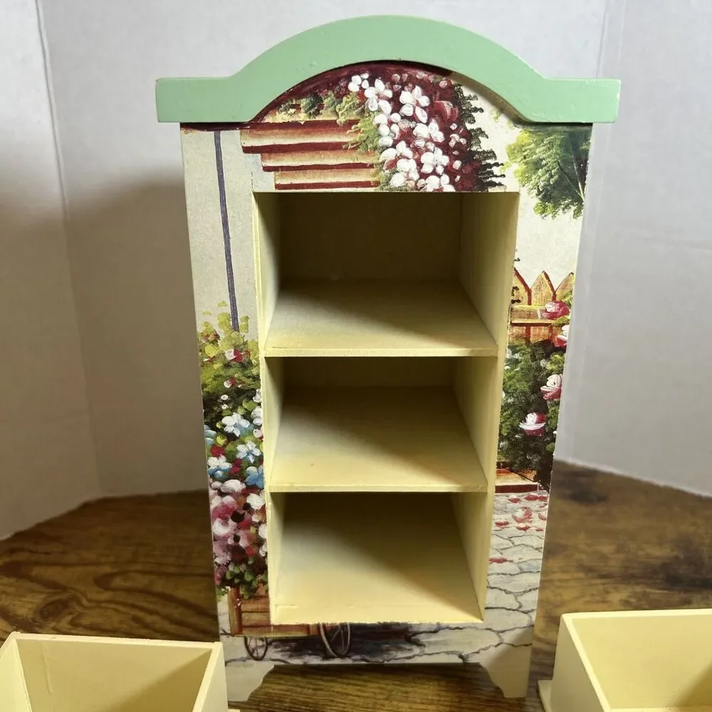 Anister Gifts Wood Jewelry Box Floral 3 Drawer Arch Cottage Vintage Shabby Chic